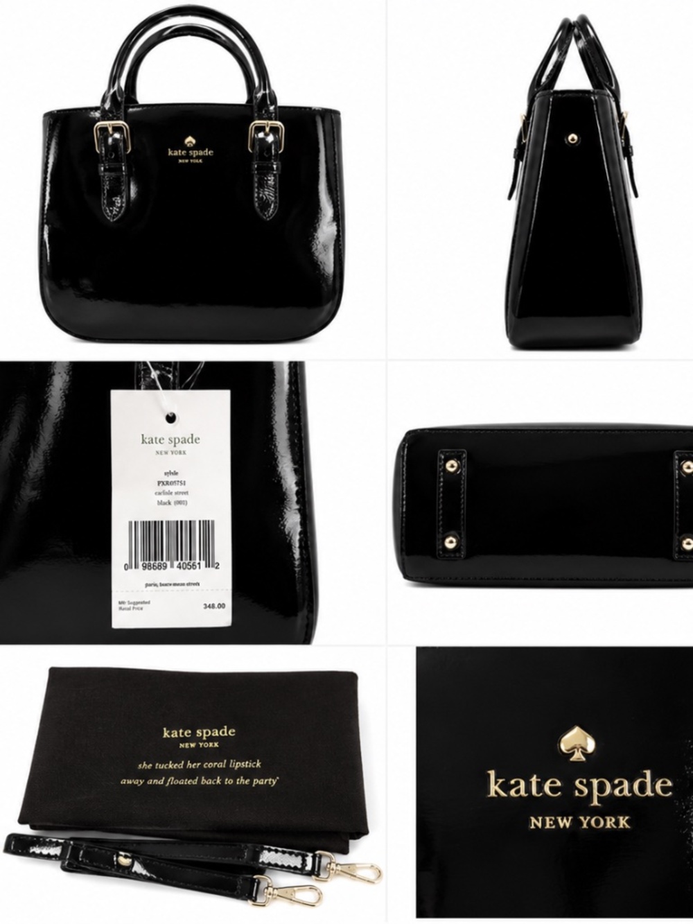 Kate Spade Carlisle Black Patent Leather Satchel